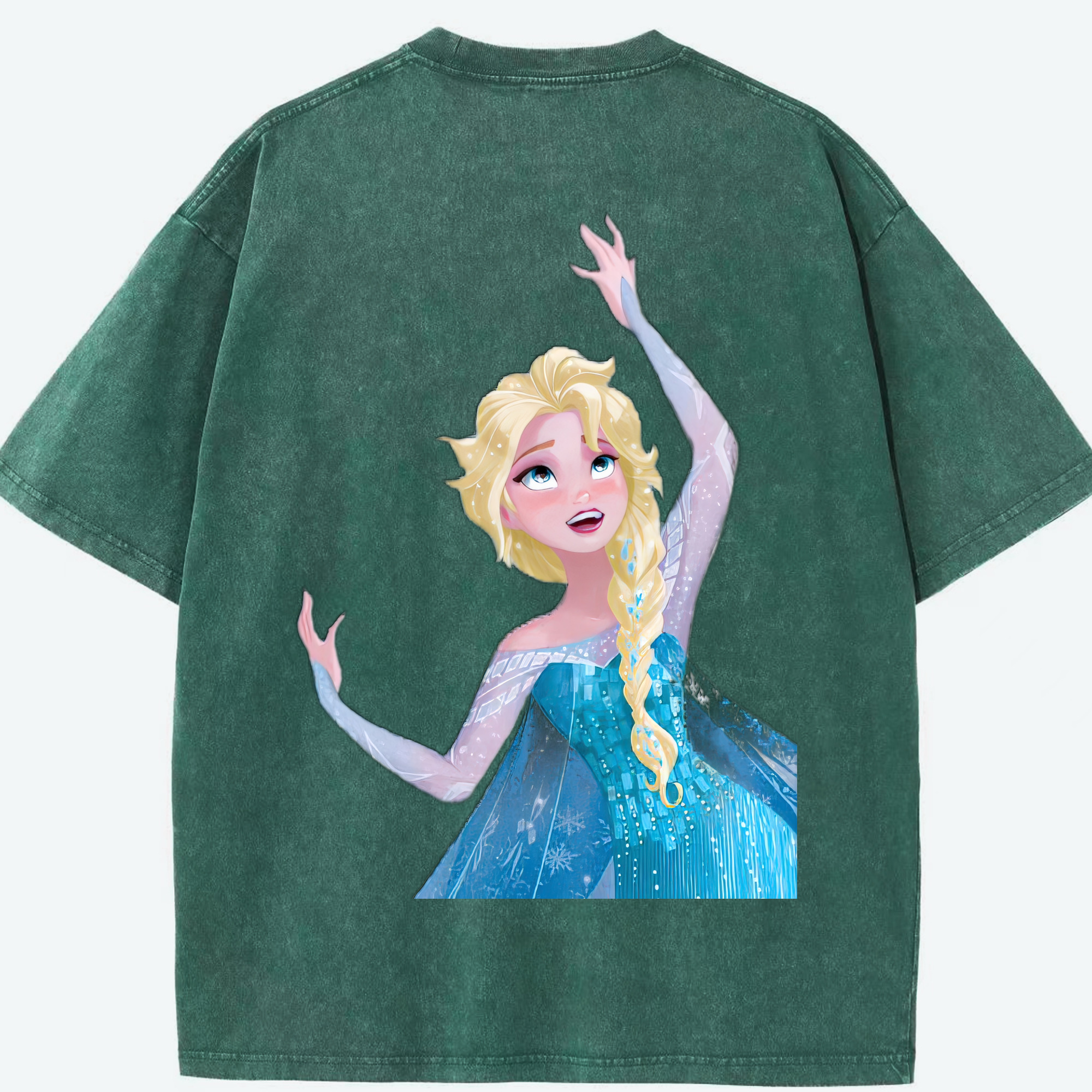 （画像用） アナと雪の女王 アンナ エルサ Frozen Anna Elsa 綿100% ヴィンテージ風 半袖Tシャツ（背面プリント）